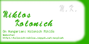 miklos kolonich business card